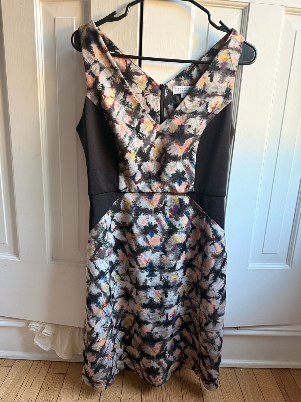 Sleeveless Abstract Print Fit-and-Flare Dress in Multicolor